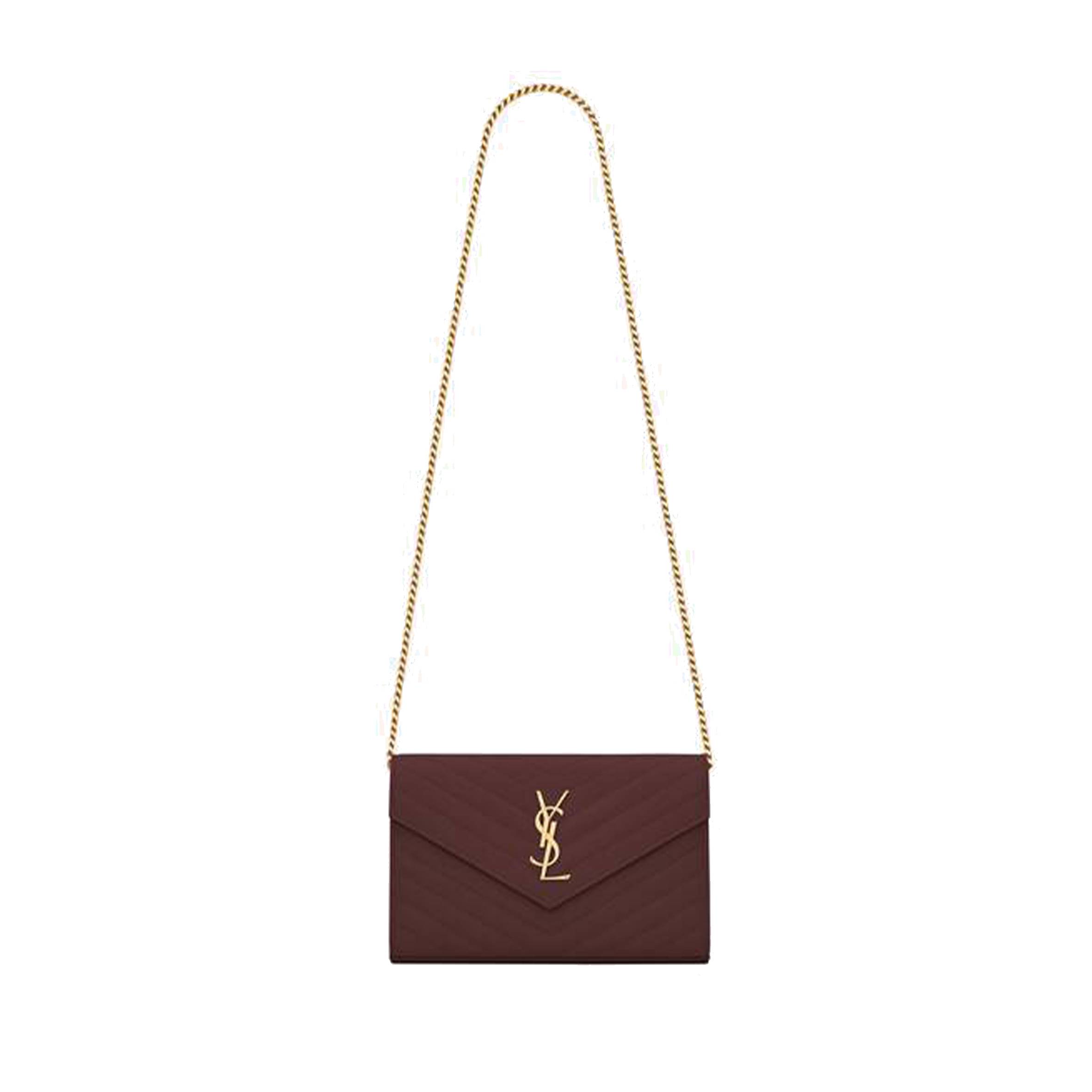Y*L cassandre matelassÉ chain wallet in grain de poudre embossed leather 377828bow016475 (22.5*14*4cm)