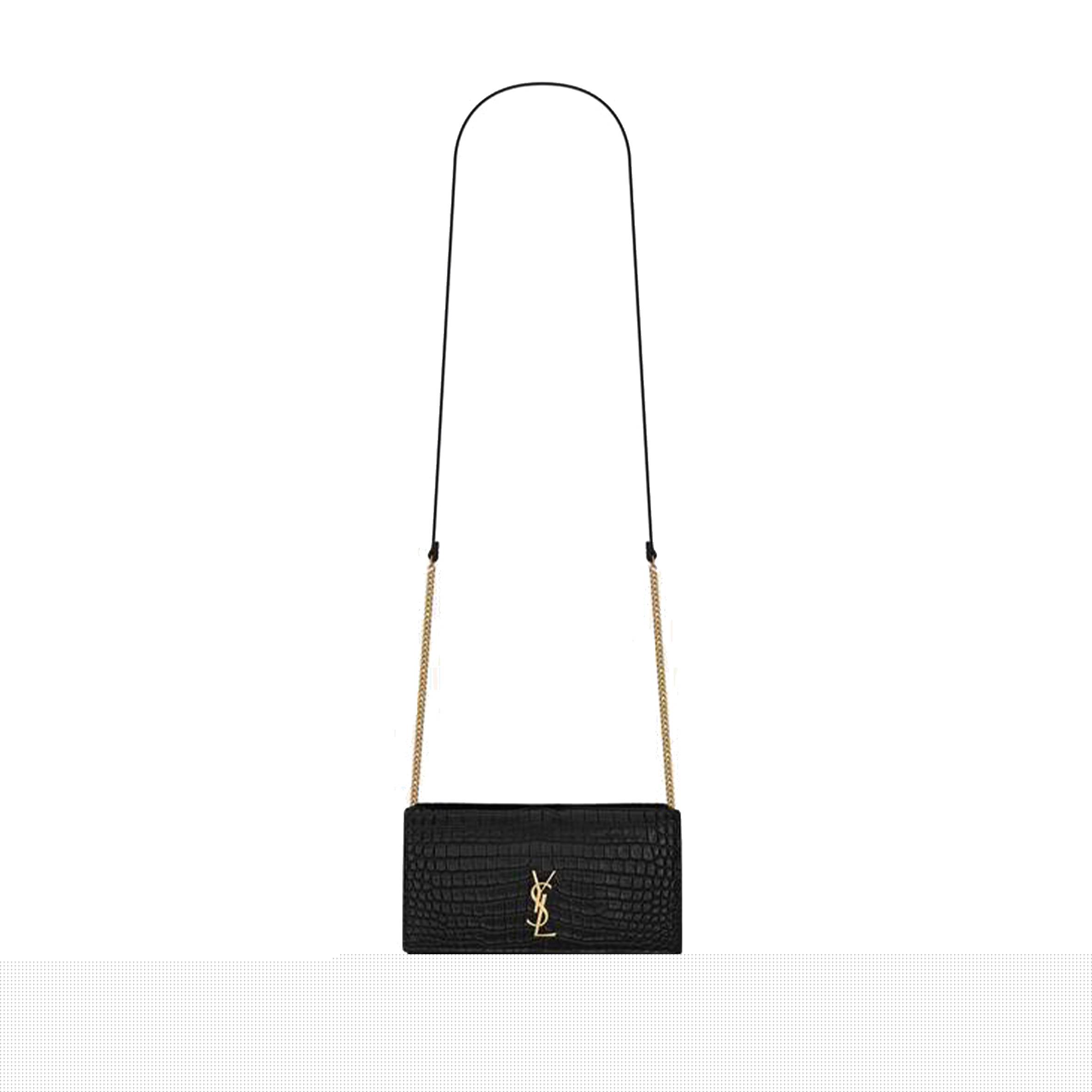 Y*L cassandre phone holder with strap in shiny crocodile-embossed leather 635095dnd1j1000 (18*11*2.5cm)