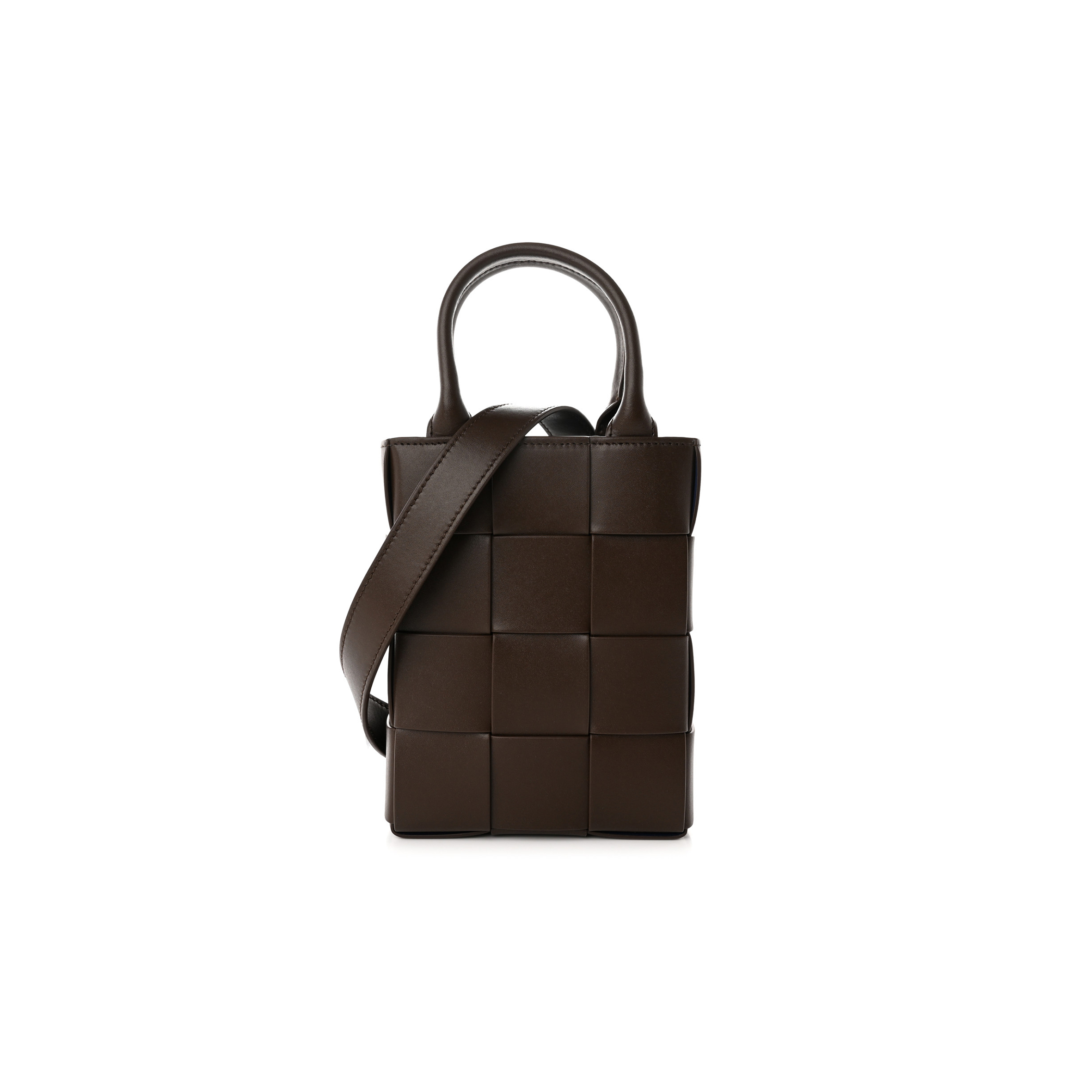 bo*te*ga ve*ne*ta lambskin maxi intrecciato mini N0*H south cassette tote light brown (24*14*5cm)