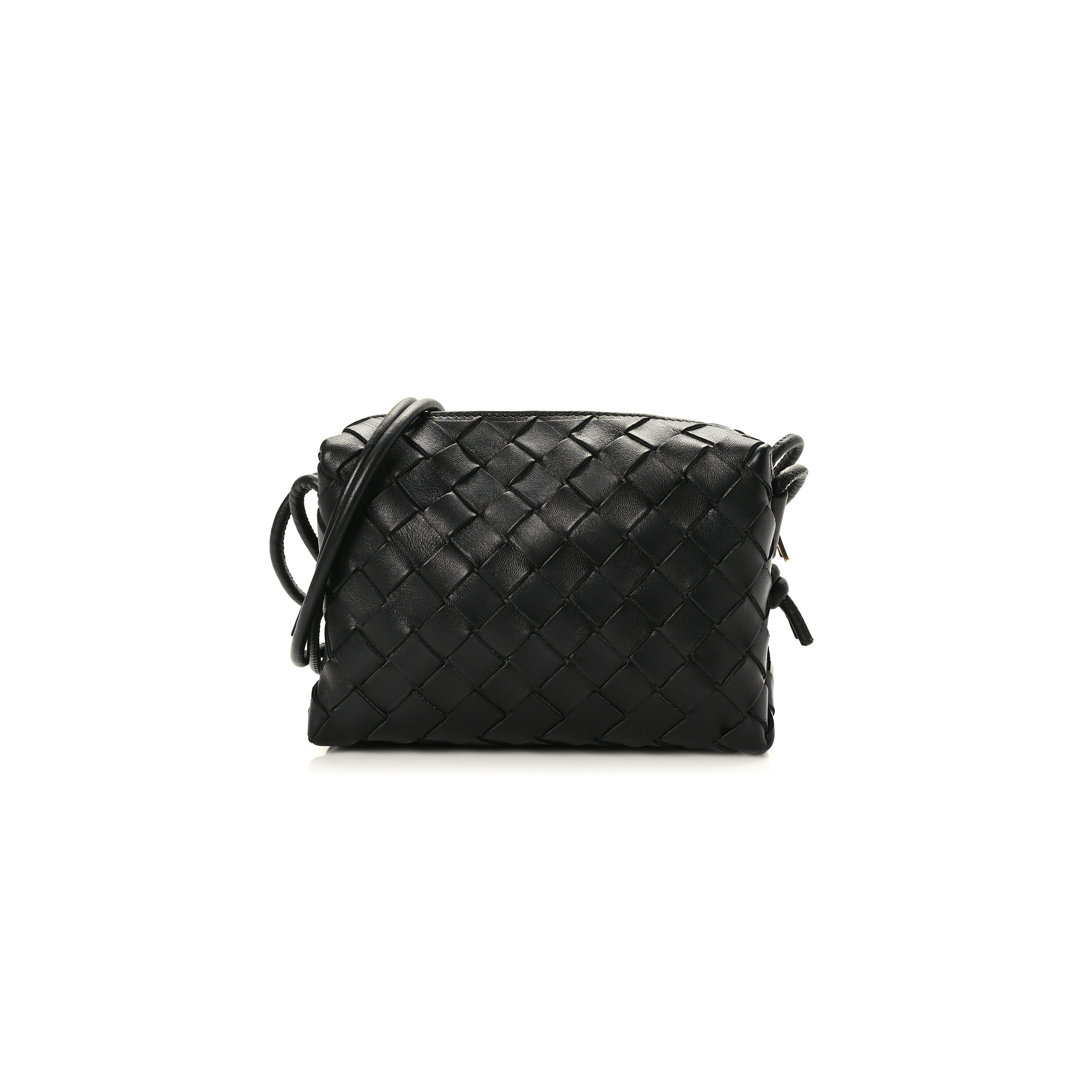 bo*te*ga Ve*ne*ta nappa intrecciato mini loop camera bag black (17*11*8cm)