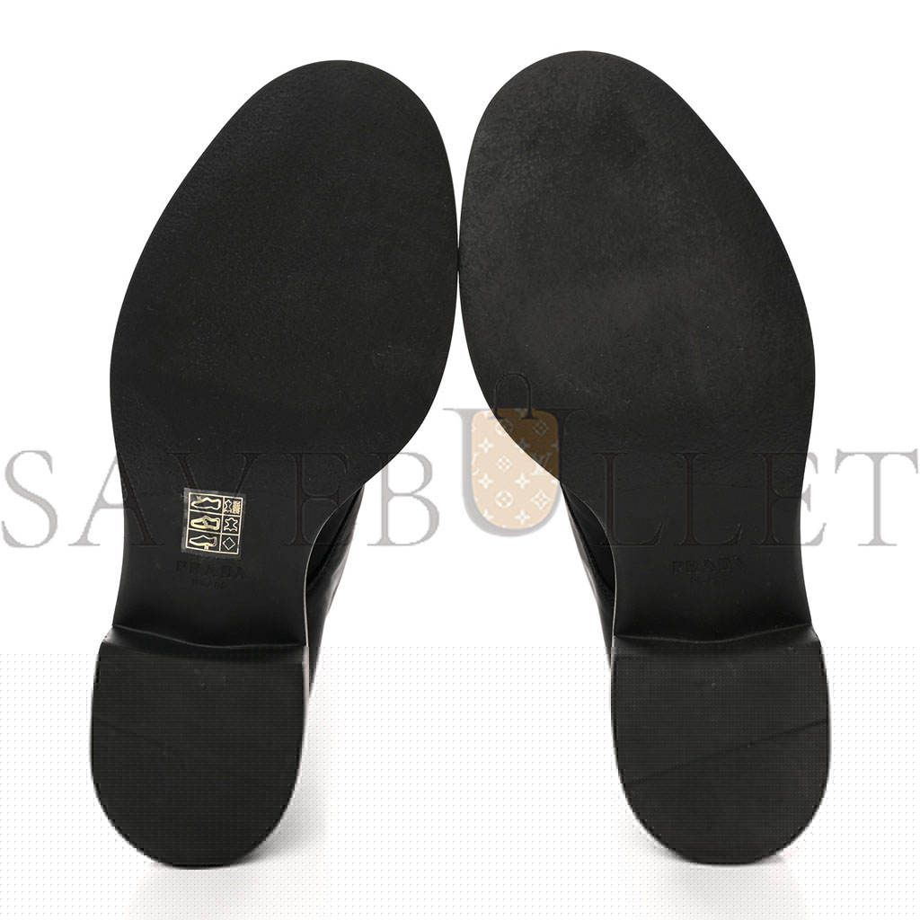 Pra*a re-nylon spazzolato rois metal triangle logo tall 50mm combat boots 38.5 black