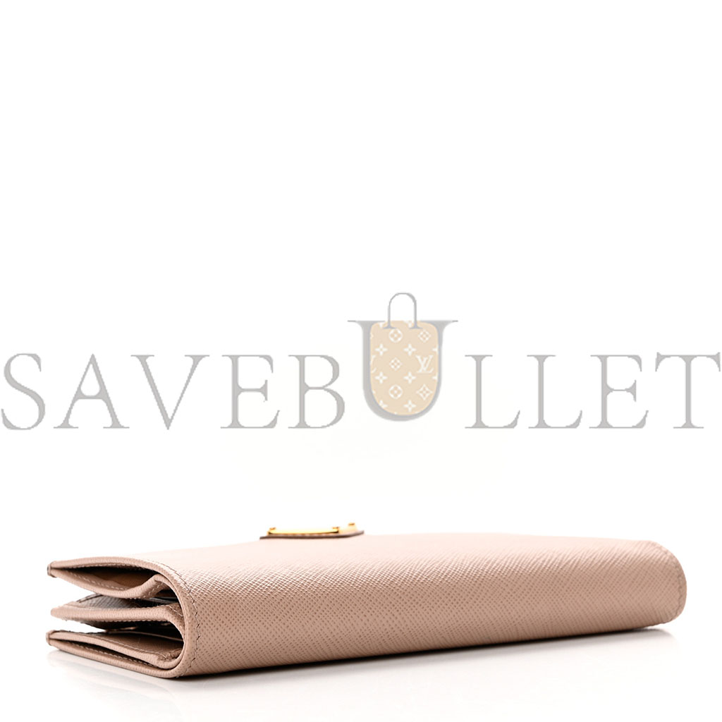 Pra*a saffiano triangle continental zip wallet powder pink (16*9*2cm)