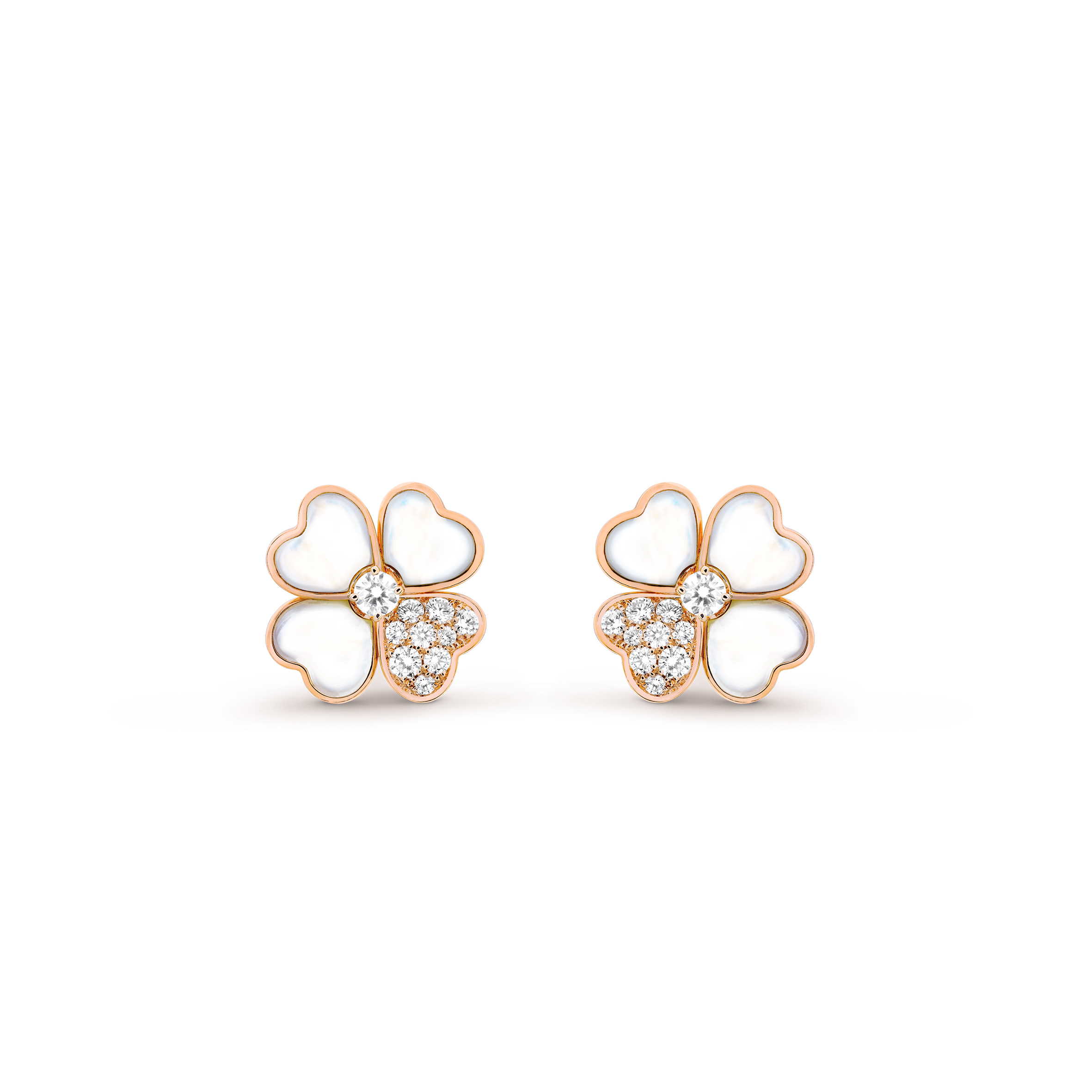 V*N CL*F arpels cosmos earrings, small model - rose gold, diamond, mother-of-pearl  vcaro5bx00
