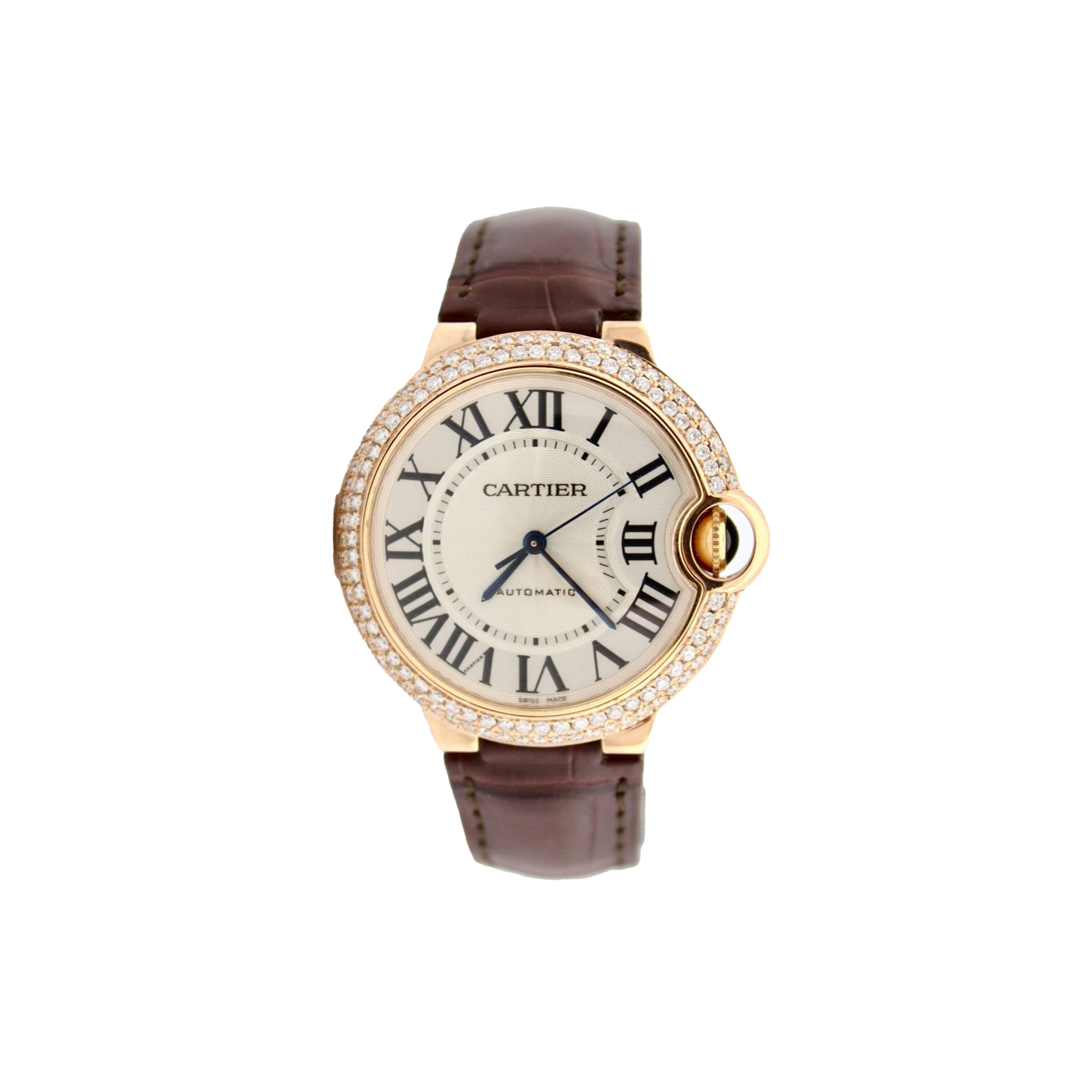Ca*t*er ballon bleu rose gold 36mm diamond encrusted watch wgbb0009