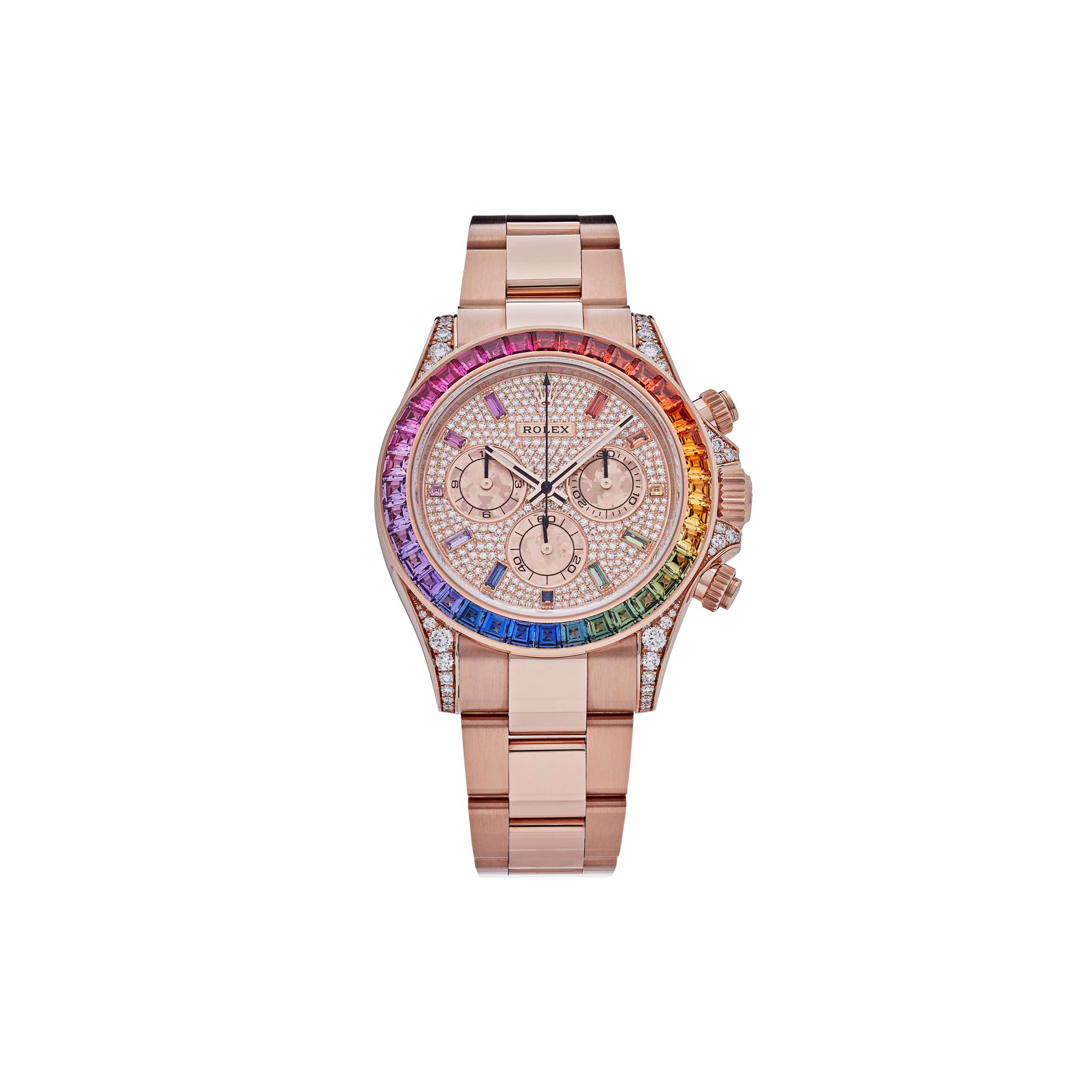 R*l*x daytona ''rainbow'' rose gold pave diamond dial watch 116595rbow