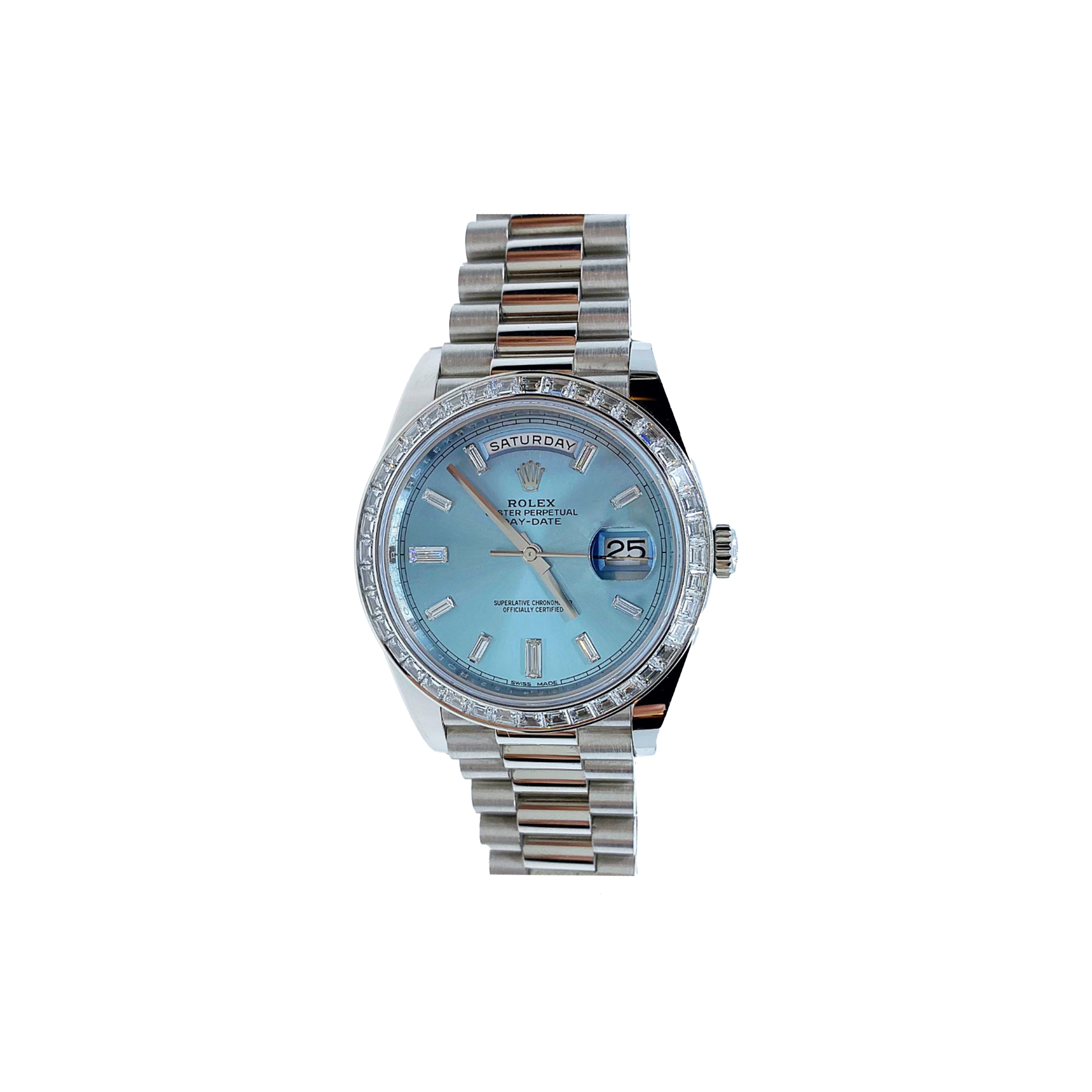 R*l*x day-date platin baugette diamonds watch 228396tbr