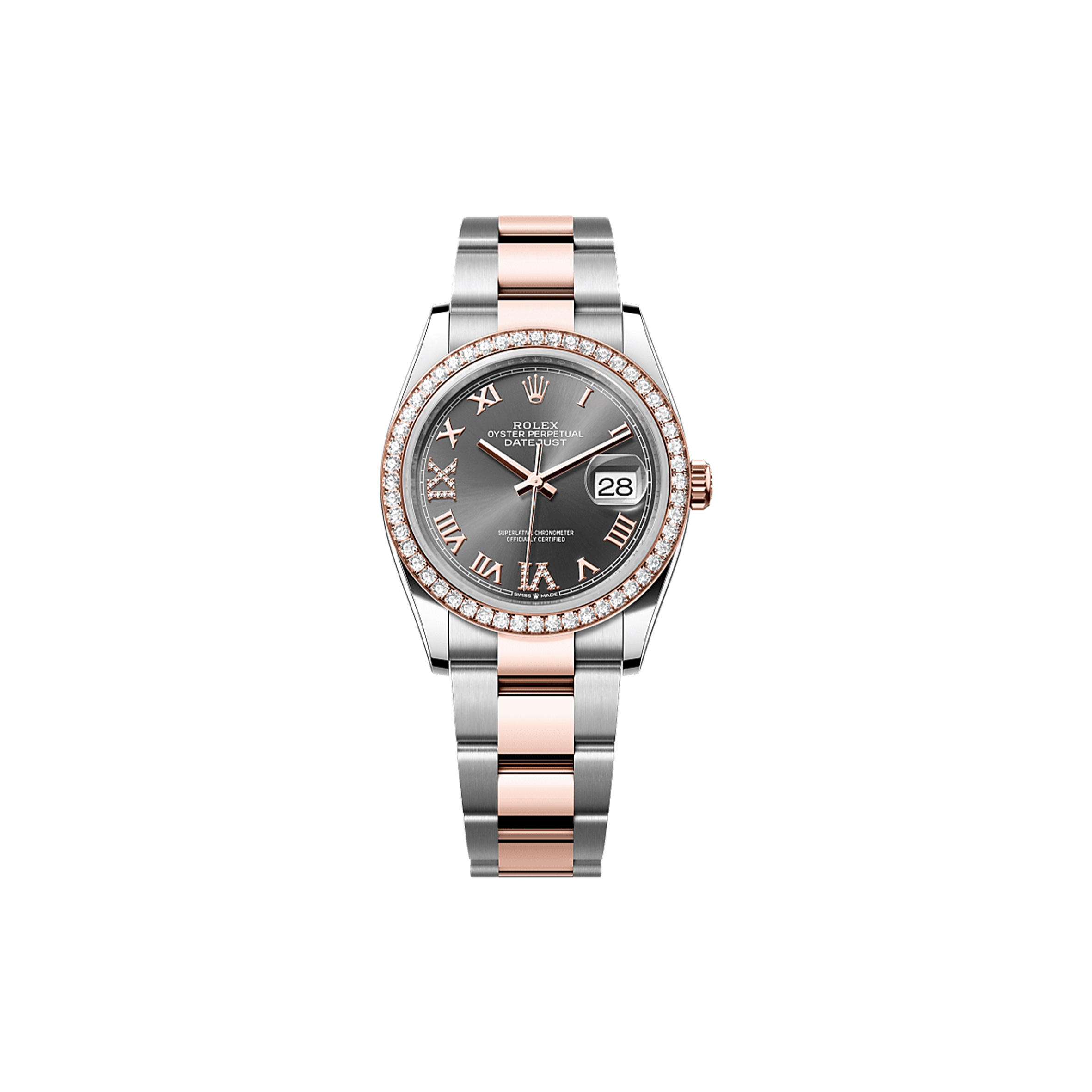 R*l*x datejust 36 oyster, 36 mm, oystersteel, everose gold and diamonds watch 126281rbr-0012