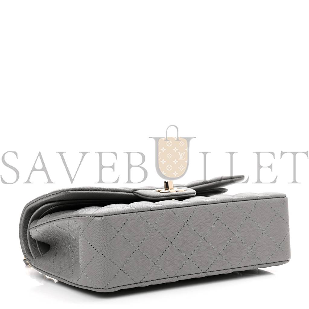 Ch*el caviar quilted small double flap grey rose gold hardware (22*14*7cm)