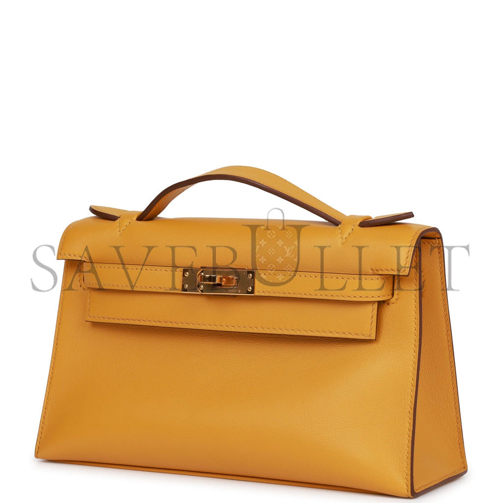 H**mes kelly pochette jaune ambre swift gold hardware (22*12*13cm)