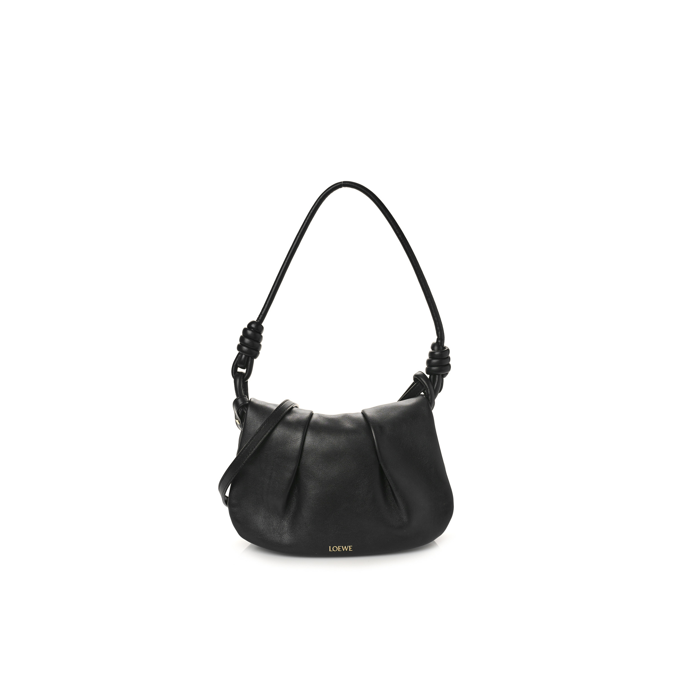 l*ew* shiny nappa calfskin paseo satchel black (27*18*6cm)