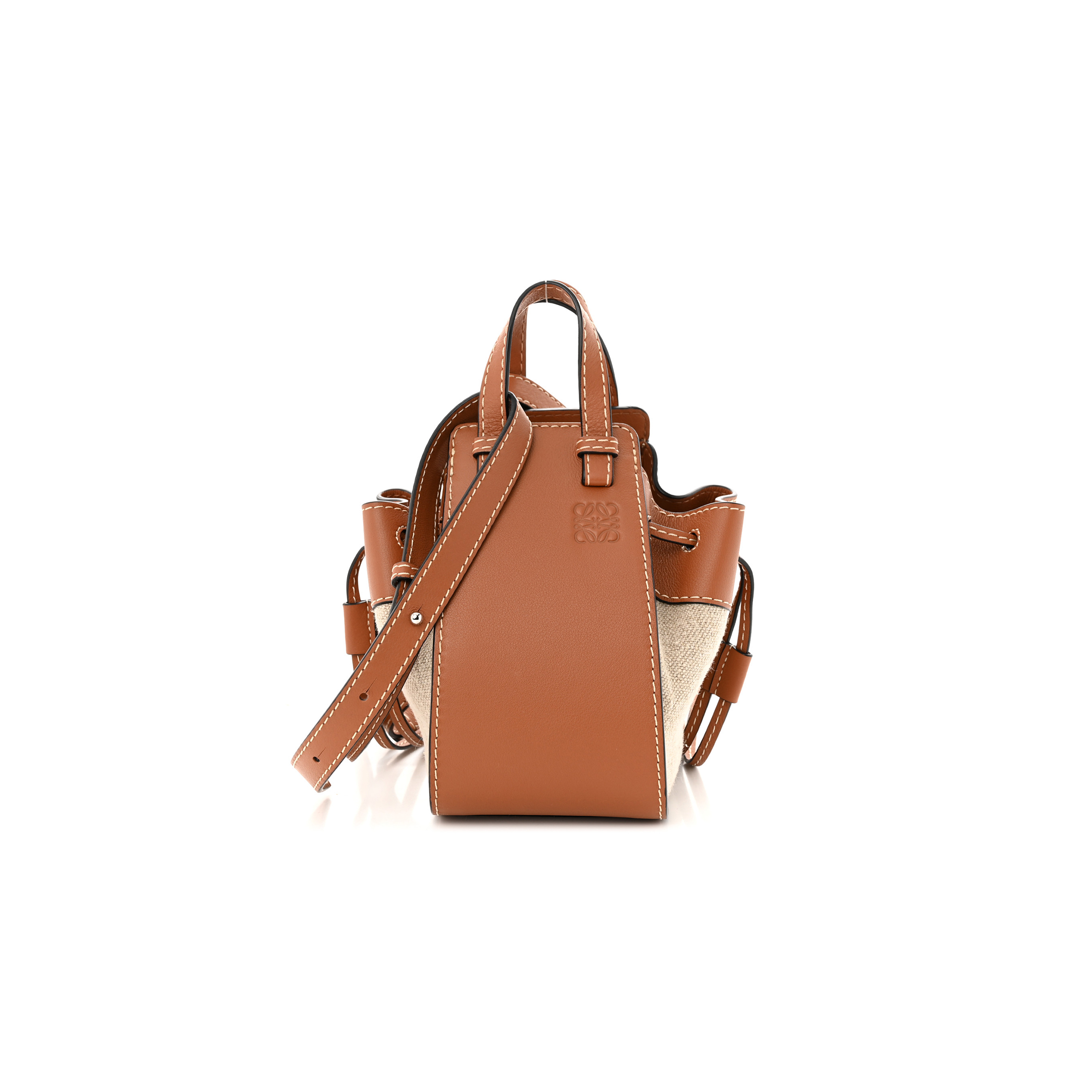l*ew* calfskin canvas mini hammock shoulder bag natural tan (18*17*10cm)