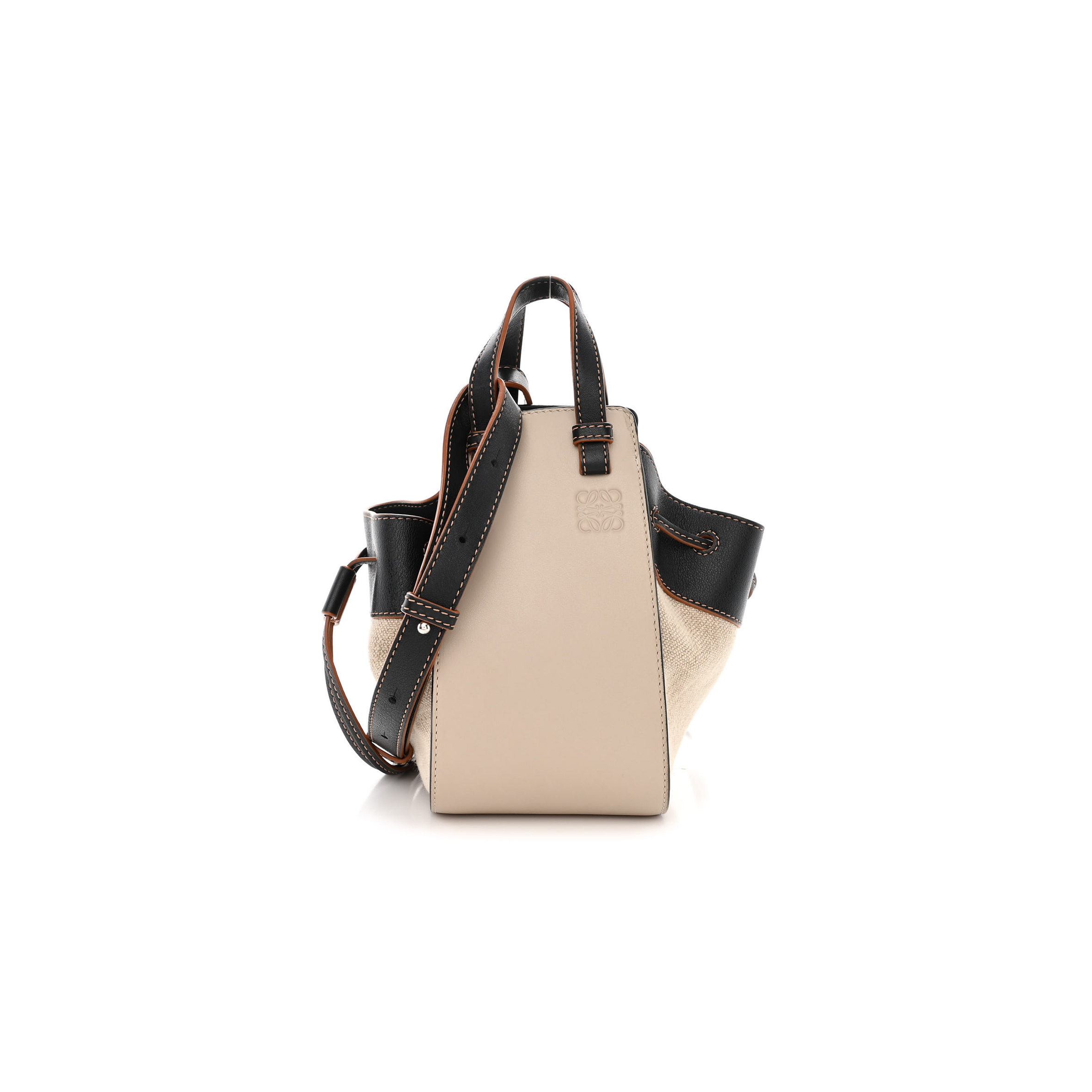 l*ew* calfskin canvas mini hammock shoulder bag mink black (20*16*10cm)