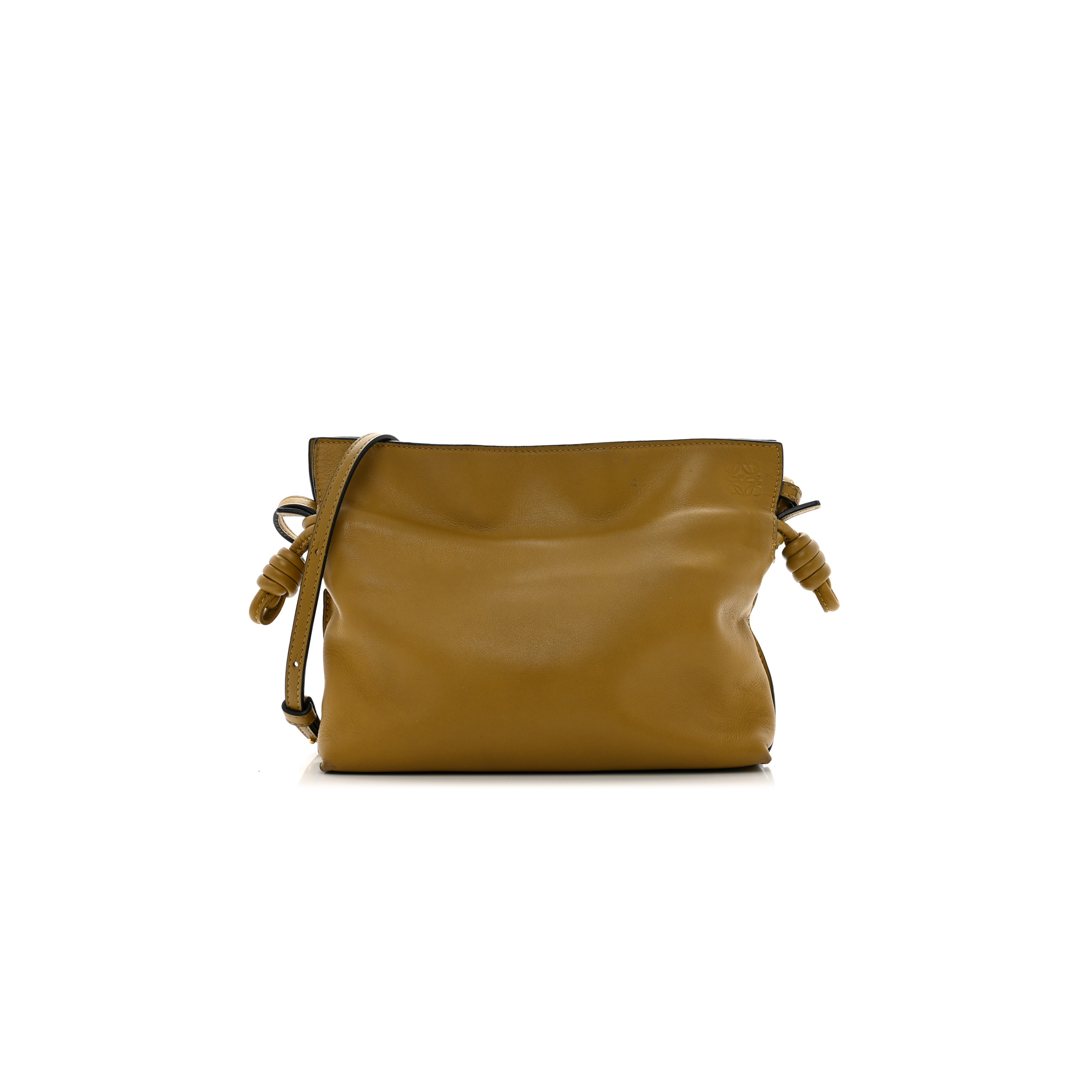 l*ew* calfskin mini flamenco knot clutch ochre (22*19*7cm)