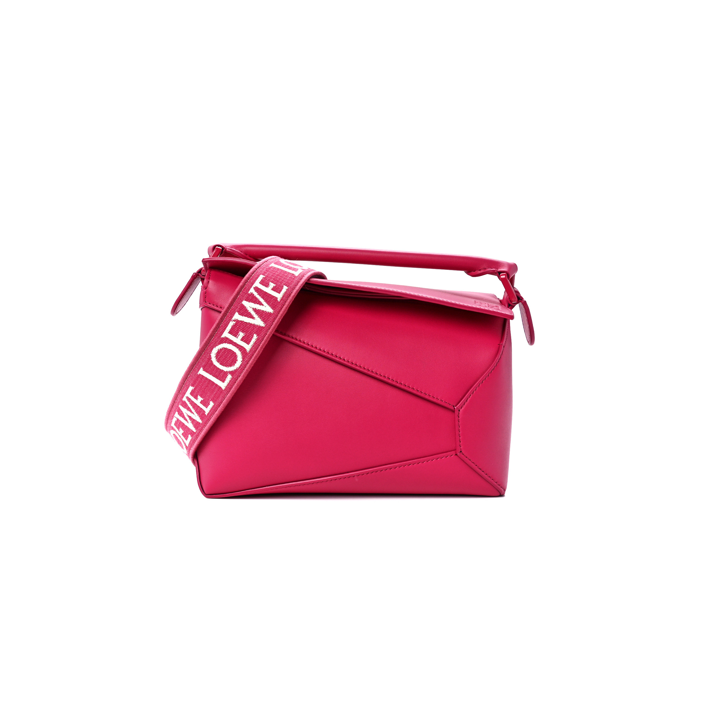 l*ew* satin calfskin monochrome small puzzle edge bag ruby red glaze (24*16.5*10.5cm)