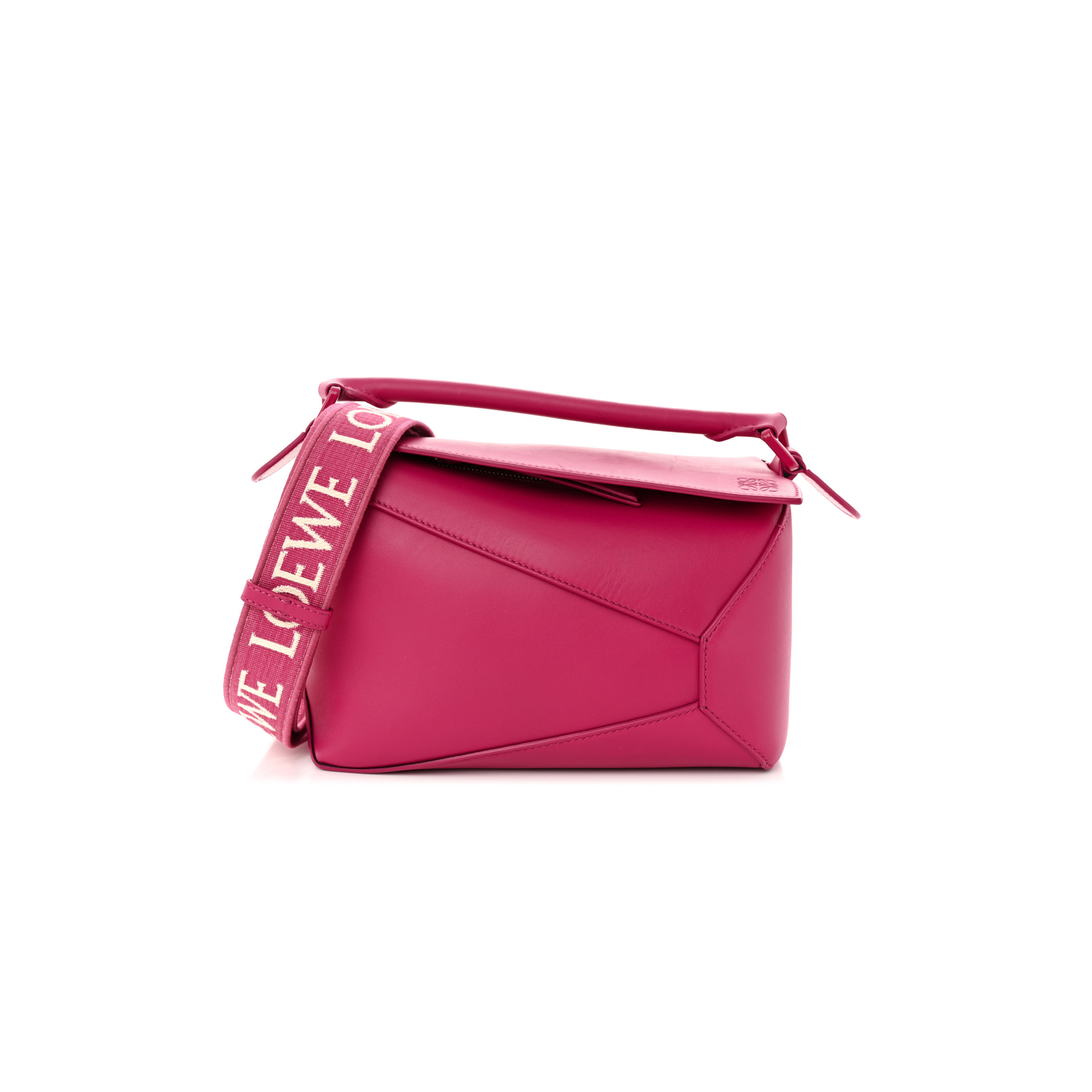 l*ew* satin calfskin monochrome small puzzle edge bag ruby red glaze (24*16.5*10.5cm)