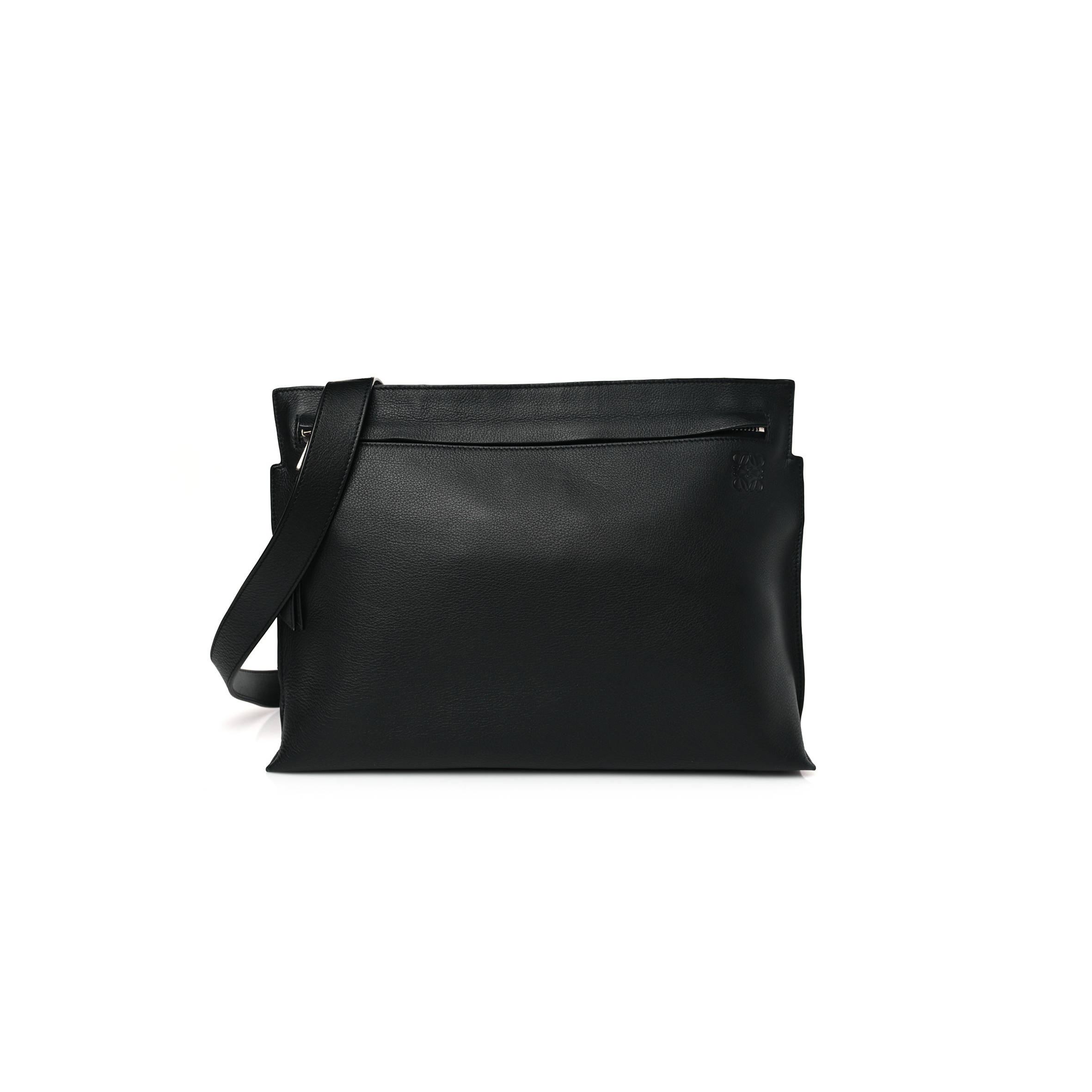l*ew* soft grained calfskin medium t messenger bag black (35*26*8cm)