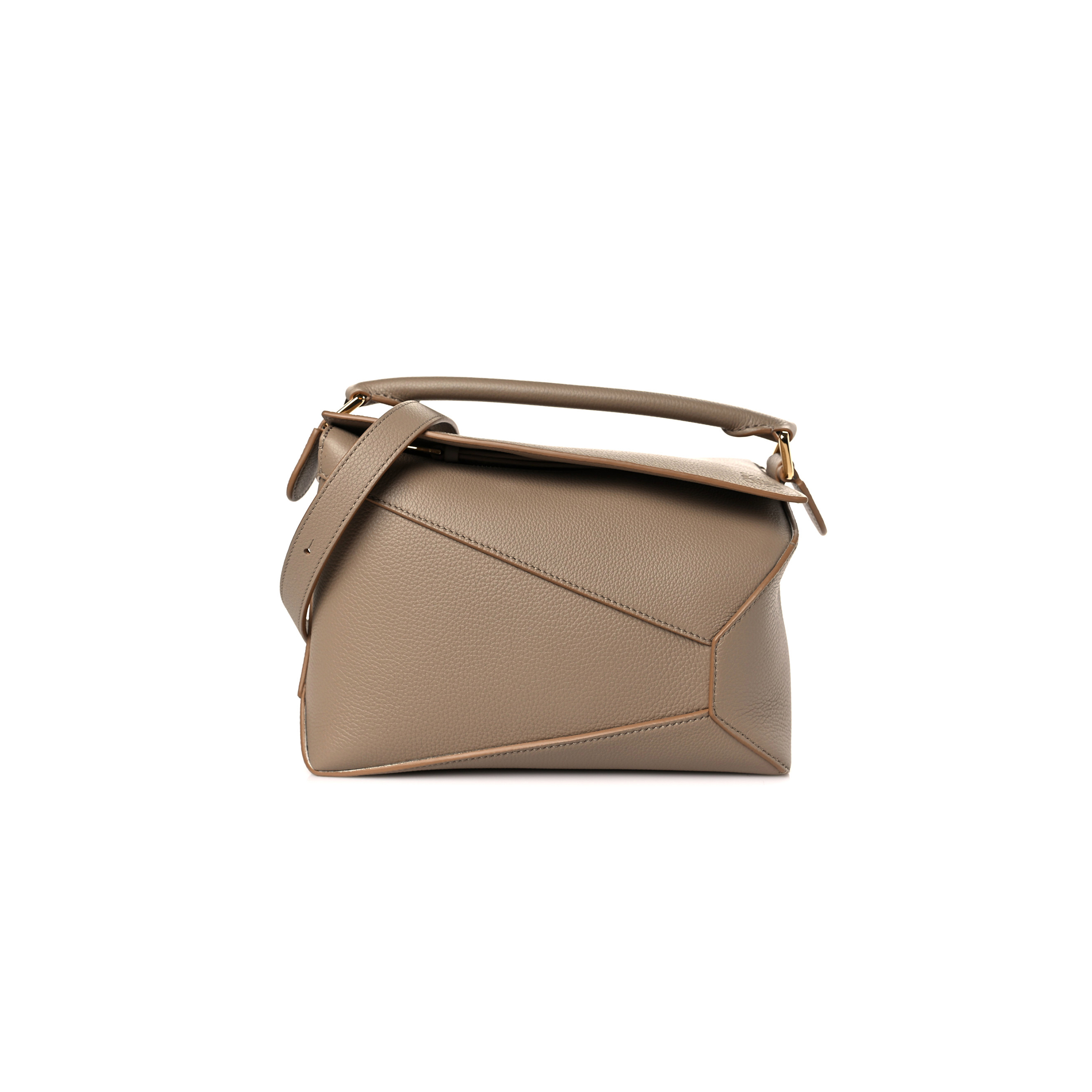 l*ew* grained calfskin small puzzle edge bag sand (24*16.5*10.5cm)