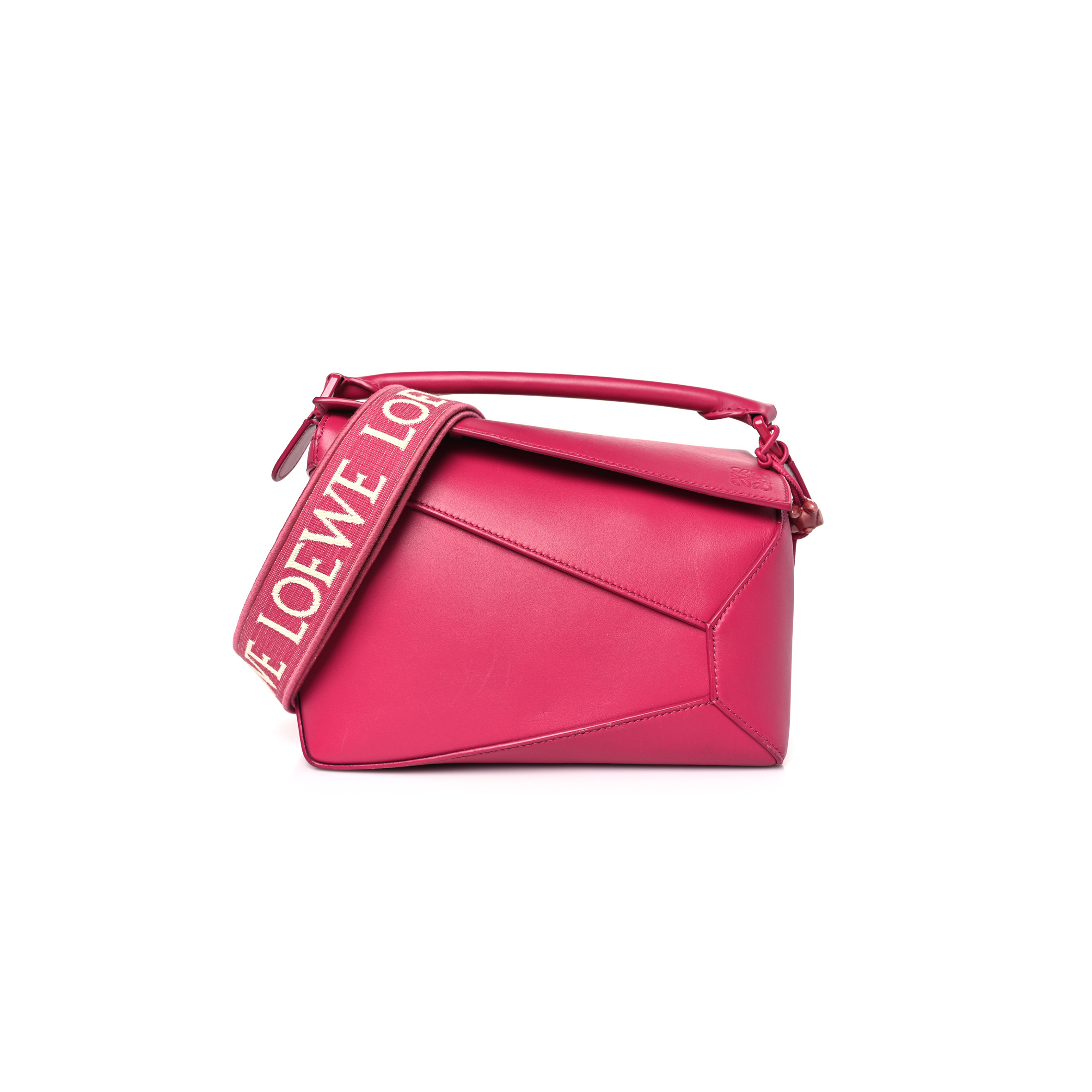 l*ew* satin calfskin monochrome small puzzle edge bag ruby red glaze (24*16.5*10.5cm)