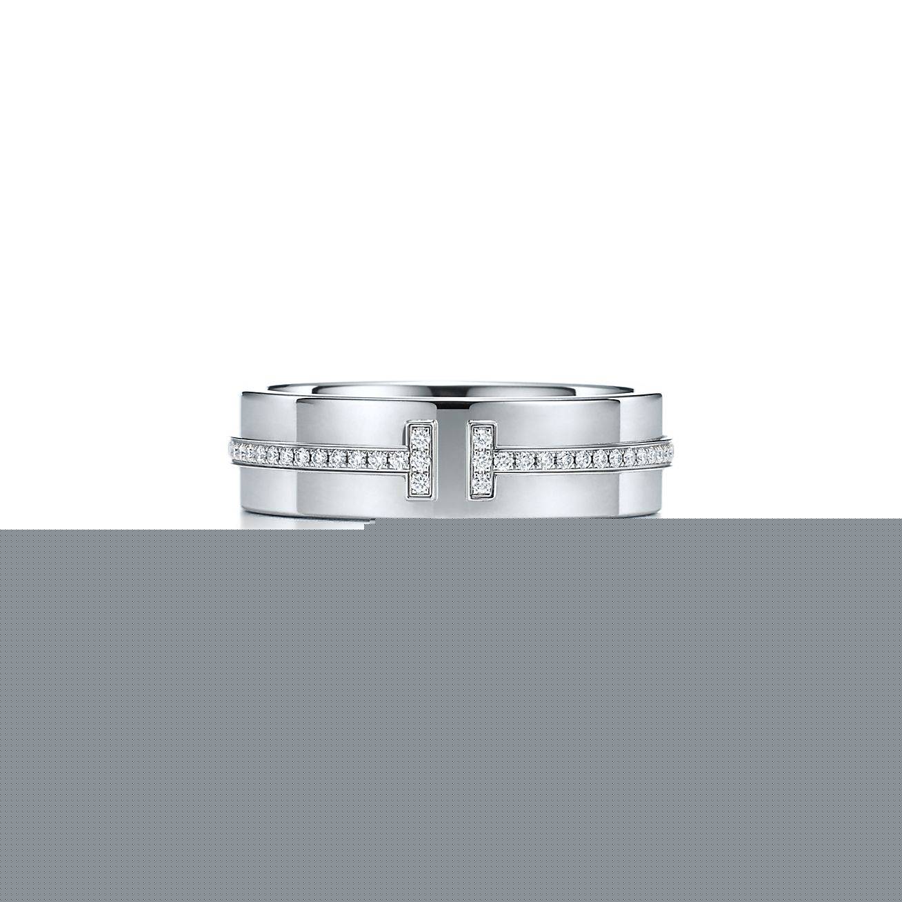 T*f*ny t wide diamond ring in 18k white gold