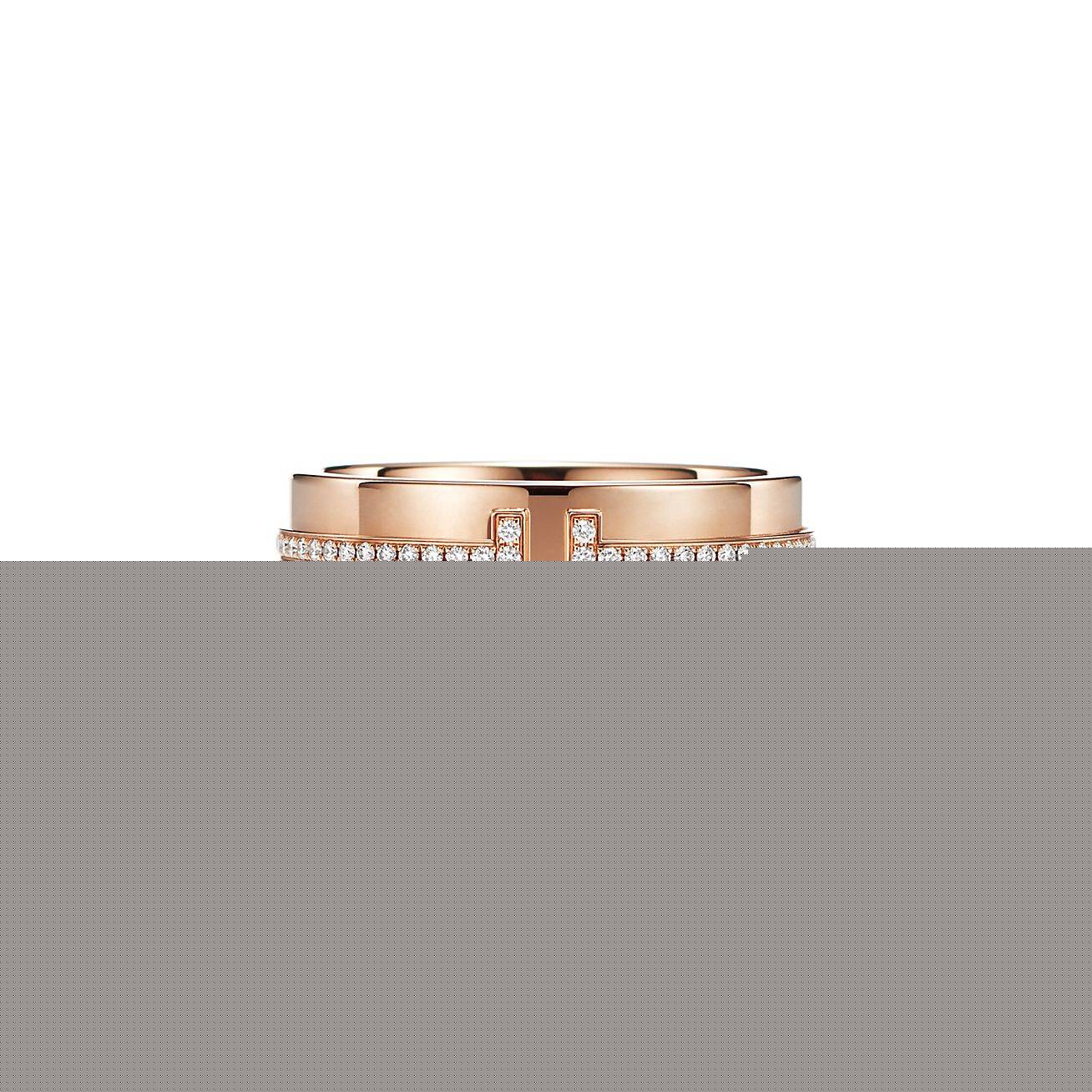 T*f*ny t wide diamond ring in 18k rose gold