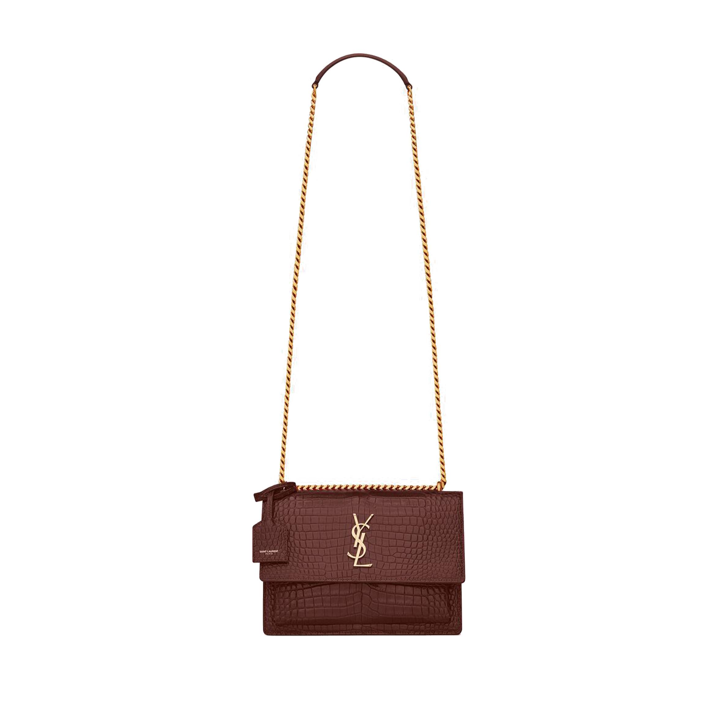 Y*L sunset medium chain bag in crocodile-embossed shiny leather 442906dnd0j6147 (22*16*6.5cm)